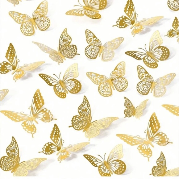 Butterfly Decorations 12 Pcs 4 3D Butterfly Wall Decor Gold - Picture 6 of 6